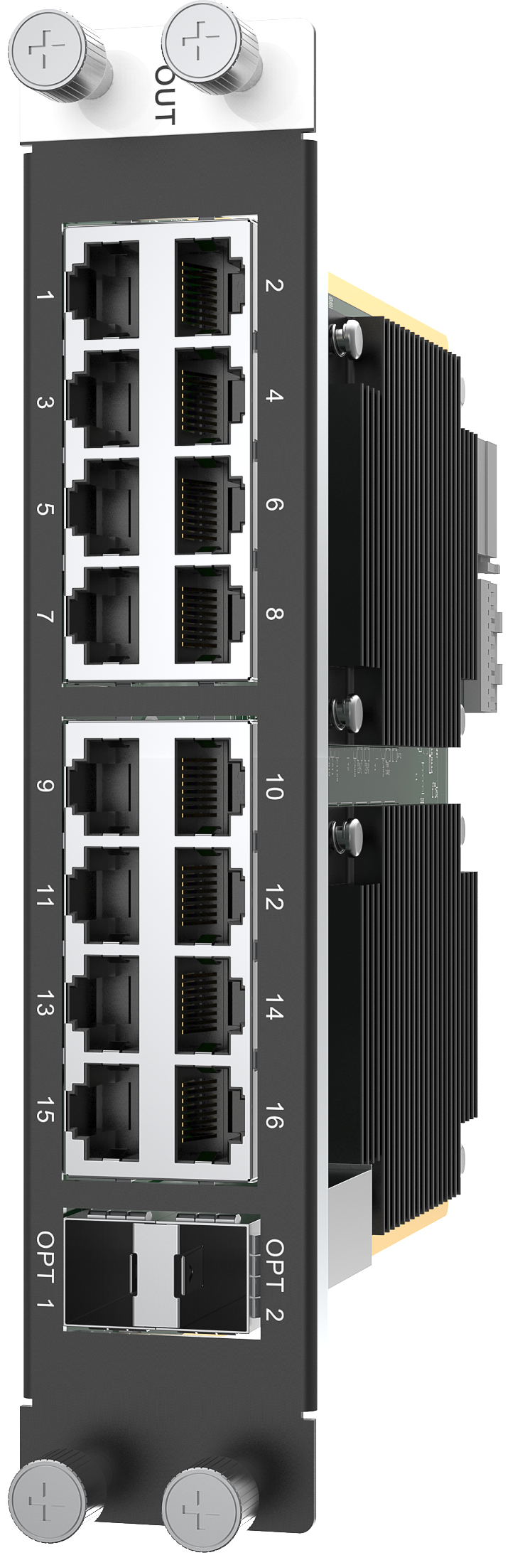NovaStar H_16xRJ45+2xFiber Output Card — side detail view