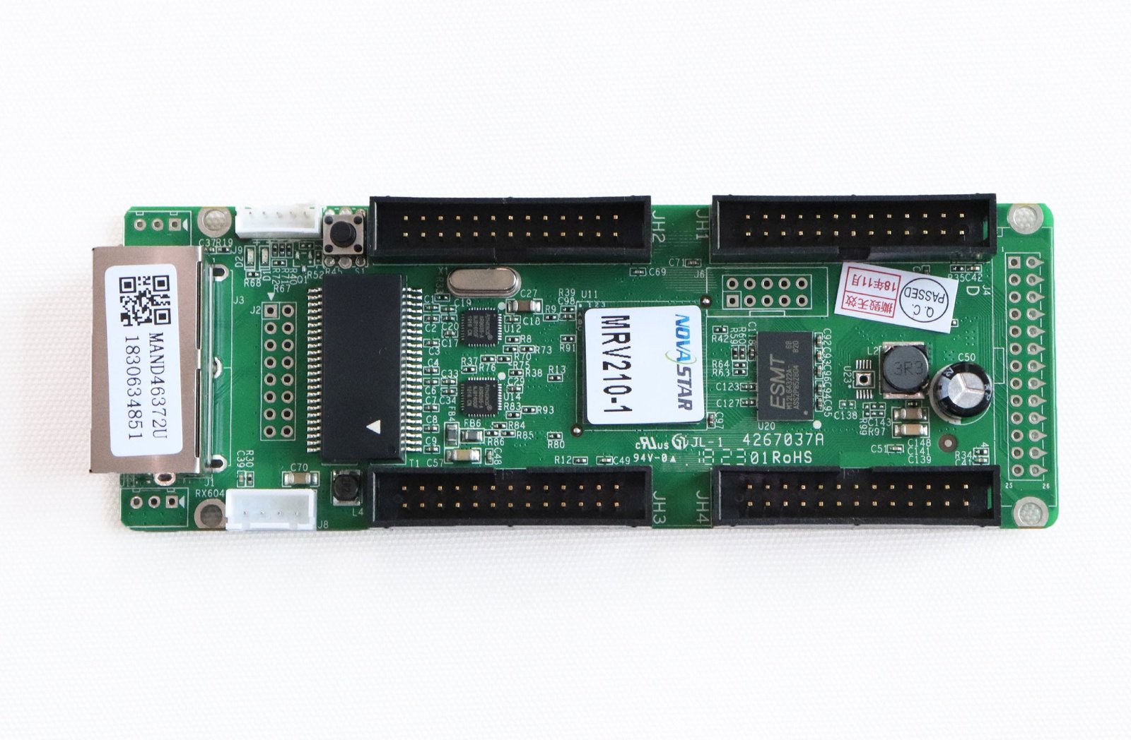 NovaStar MRV210-1 receiving card with top-side male hub connectors